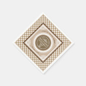 ブラウンバッファローのギンガム。ナプキン スタンダードカクテルナプキン (角)