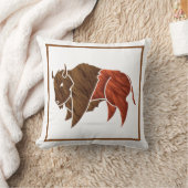 ブラウンバッファロー装飾用クッション クッション (ブランケット)