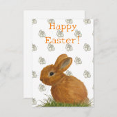 ブラウンバニーイースターフラットカード サンキューカード (正面/裏面)