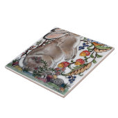 ブラウンバニーラビットバードバかわいらしード壁画ボトム タイル (側面)