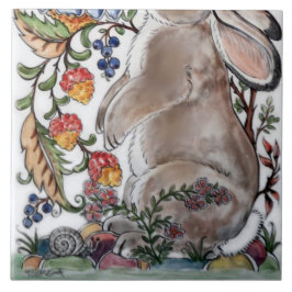 ブラウンバニーラビットバードフローラムラルボトム顔L タイル