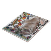 ブラウンバニーラビットバードフローラムラルボトム顔L タイル (側面)