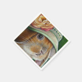 ブラウンバニーラビット春ボンネットウォーターカラーアート スタンダードカクテルナプキン (角)