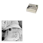 ブラウンバニーラビット春ボンネットウォーターカラーアート ラバースタンプ (押印)