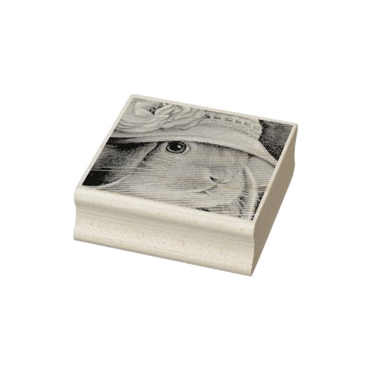 ブラウンバニーラビット春ボンネットウォーターカラーアート ラバースタンプ (スタンプ)