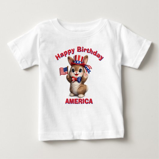 ブラウンバニー (5ae) 愛国キッズTシャツ ベビーTシャツ (正面)
