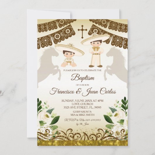 ブラウンバプテスボーズメキシカンフィエスタ招待状 招待状 (正面)