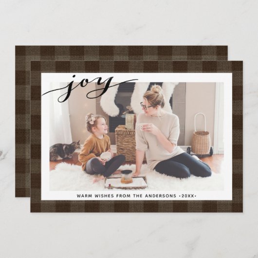 ブラウンバモダンファロのプレイドエレガントスクリプトシンプル シーズンカード (正面/裏面)