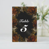 ブラウンバラフローラ秋の結婚式テーブル番号カード 招待状 (スタンド正面)