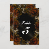 ブラウンバラフローラ秋の結婚式テーブル番号カード 招待状 (正面/裏面)