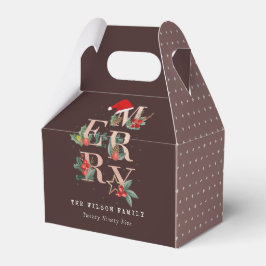 ブラウンバラ金ゴールドレッドグリーンメリークリスマスリーフ フェイバーボックス