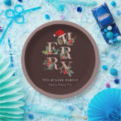 ブラウンバラ金ゴールドレッドグリーンメリークリスマスリーフ ペーパープレート (パーティー)