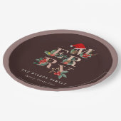 ブラウンバラ金ゴールドレッドグリーンメリークリスマスリーフ ペーパープレート (アングル)
