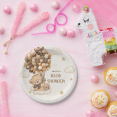 ブラウンバルーンを持つテディベア赤ちゃんシャワー ペーパープレート (パーティー)