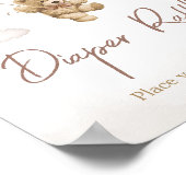 ブラウンバルーンベア赤ちゃんシャワーおむつラッフル ポスター (角)