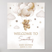 ブラウンバルーンベア赤ちゃんシャワーへようこそ ポスター (正面)