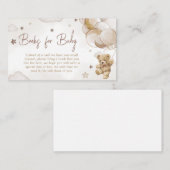 ブラウンバルーンベア赤ちゃんシャワーベビー エンクロージャーカード (正面/裏面)