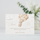 ブラウンバルーン付きテディベアサンキューカード カード (スタンド正面)