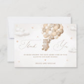 ブラウンバルーン付きテディベアサンキューカード カード (正面)