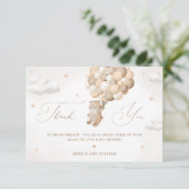 ブラウンバルーン付きテディベアサンキューカード カード (スタンド正面)