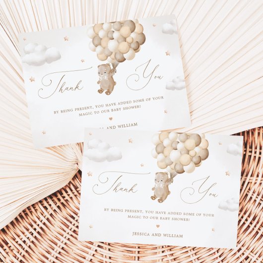 ブラウンバルーン付きテディベアサンキューカード カード