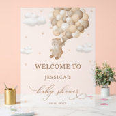 ブラウンバルーン付きテディベア赤ちゃんシャワーへようこそ アクリルサイン (ウェディング)