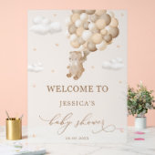 ブラウンバルーン付きテディベア赤ちゃんシャワーへようこそ アクリルサイン (ウェディング)