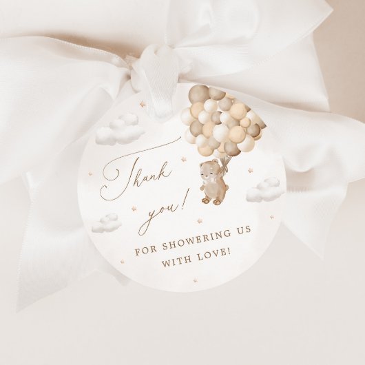 ブラウンバルーン付きテディベア フェイバータグ