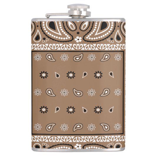 ブラウンバンダナペイズリーカントリーカウボーイ フラスク (正面)