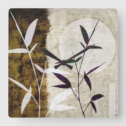 ブラウンバンブームーン紅葉 スクエア壁時計 (正面)