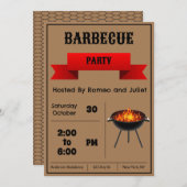ブラウンバーベキューパーティの招待状 招待状 (正面/裏面)