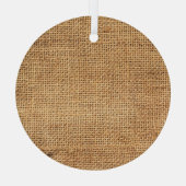 ブラウンバーラップサック:テクスチャ付き布の背景 ガラスオーナメント (裏面)