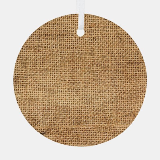 ブラウンバーラップサック:テクスチャ付き布の背景 ガラスオーナメント (裏面)