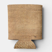 ブラウンバーラップサック：テクスチャ付き布の背景 缶クーラー (裏面)