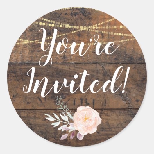 ブラウンバ素朴ンウッド招待状封筒用シール📧 ラウンドシール (正面)