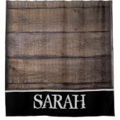 ブラウンバ素朴ンファームハウスネームカスタム シャワーカーテン (正面)