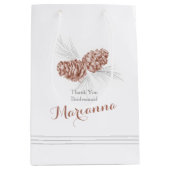 ブラウンパインコーンスケッチ結婚式の引き出物抱き枕 ミディアムペーパーバッグ (正面)