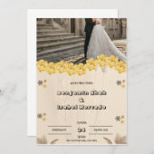 ブラウンパステルフローラ結婚式招待状 招待状 (正面/裏面)