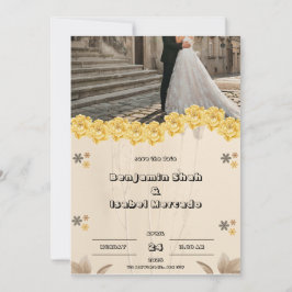 ブラウンパステルフローラ結婚式招待状 招待状