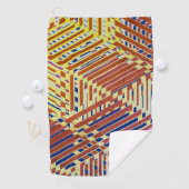 ブラウンパターン（の模様が）ある、ネイビー、イエロー ゴルフタオル (インサイチュ)