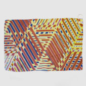 ブラウンパターン（の模様が）ある、ネイビー、イエロー ゴルフタオル (横)