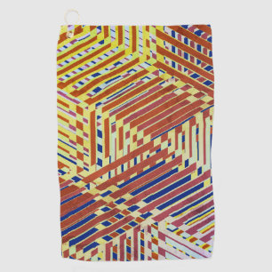 ブラウンパターン（の模様が）ある、ネイビー、イエロー ゴルフタオル