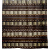 ブラウンパターン(の模様が)ある、金ゴールド、クリーム シャワーカーテン (正面)