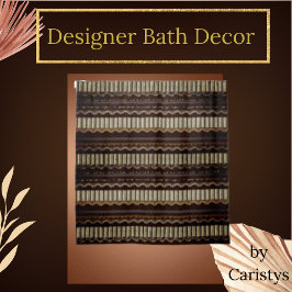 ブラウンパターン（の模様が）ある、金ゴールド、クリーム シャワーカーテン