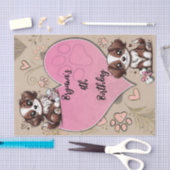 ブラウンパピードッグピンクポー&ハート誕生日パーティー 薄葉紙 (クラフト)