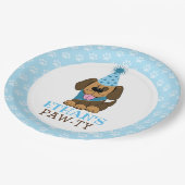 ブラウンパピードッグポーティエイジ誕生日 ペーパープレート (アングル)