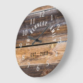 ブラウンパレットウッドファームハウスファミリー名 ラージ壁時計 (傾斜)
