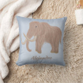 ブラウンパーソナライズされたウーリーマンモスイラストレーション クッション (ブランケット)