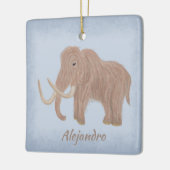 ブラウンパーソナライズされたウーリーマンモスイラストレーション セラミックオーナメント (左)