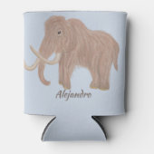 ブラウンパーソナライズされたウーリーマンモスイラストレーション 缶クーラー (正面)